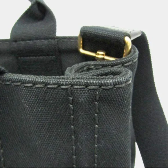Prada Canapa Black Tote with front Embroidered Brand Logo w/  Authenticity card - Picture 12 of 16
